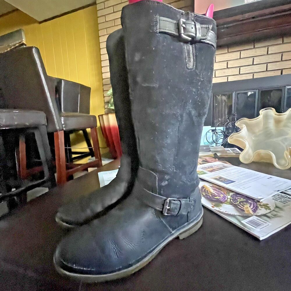 Ugg Australia Thomsen Ladies Black Suede Waterproof Leather Boots Size 7
